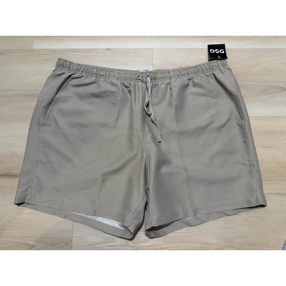 NWT DSG Men's Rec Shorts XXL Khaki Polyester Short Tan Casual Drawstring New‎